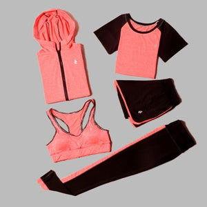 5 Piece Set Yoga For Women's Running Fitness